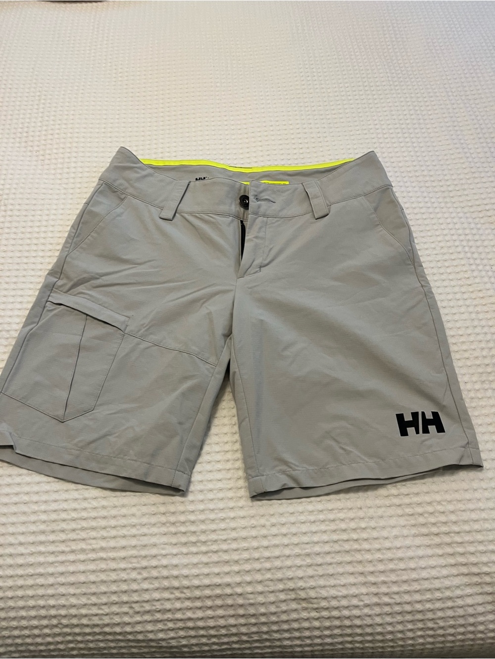 Helly Hansen Women's Light Gray Cargo Shorts with Neon Trim